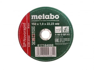 Отрезной круг по металлу+ нержавейке Metabo 150х1,0х22 SP-Novorapid 617164000 - фото 1